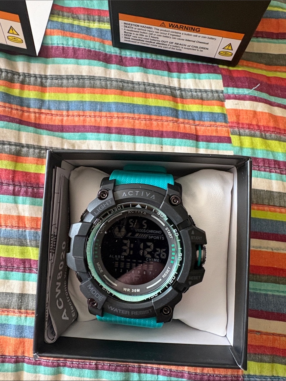 New Invicta Activa ACW8020-006 Mens Digital Sports Watch Teal Black Rubber Alarm